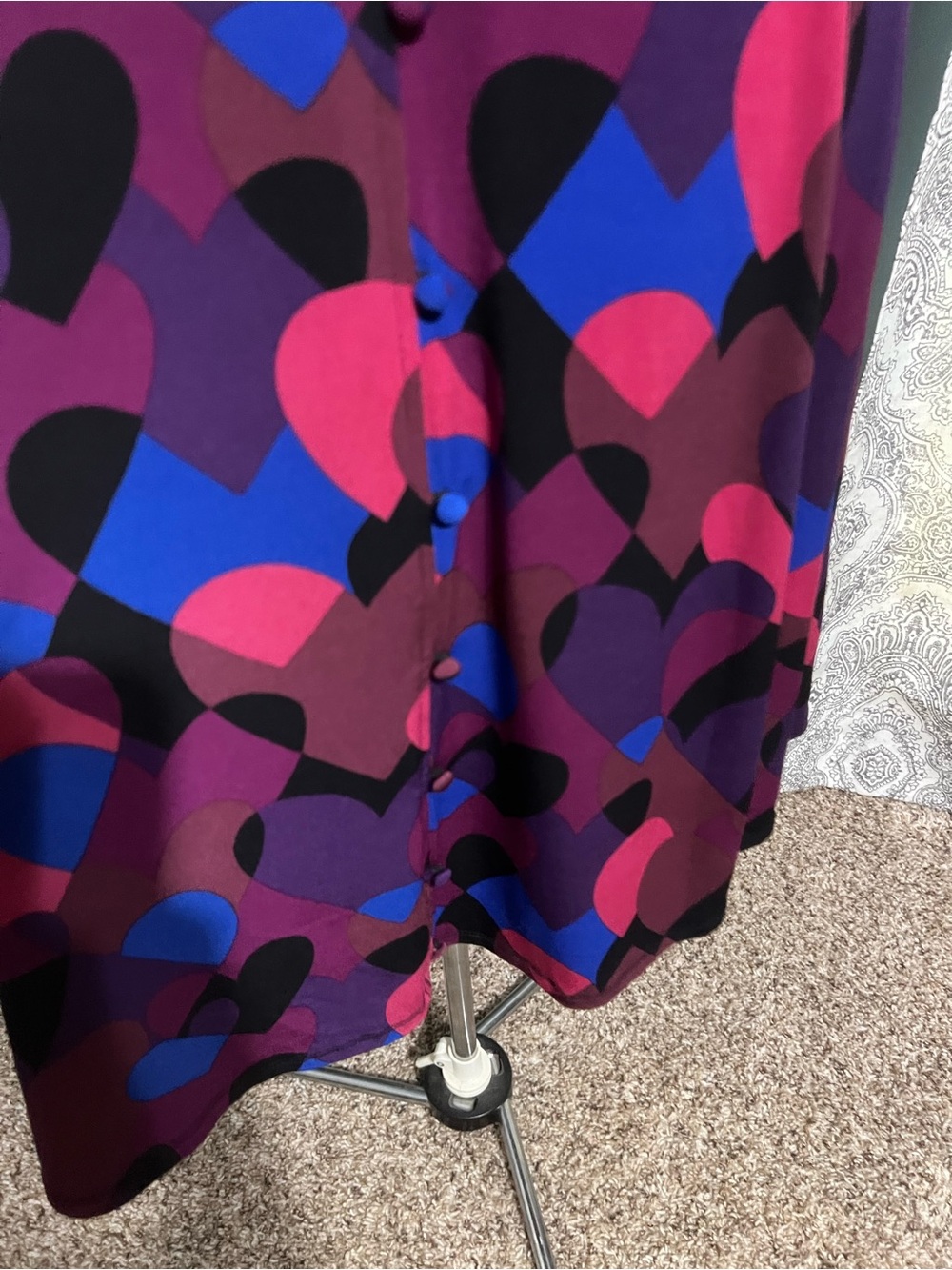 Vibrant Multi-Color Heart Pattern A-Line Dress - Picture 2 of 13